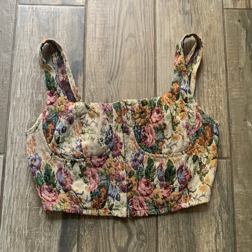 Cropped Corset Top Vintage Floral